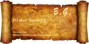 Blaho Gerold névjegykártya